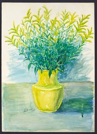 Gelbe Pflanzen in gelber Vase