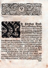 Hofordnung Christian Ernsts Graf zu Stolberg-Wernigerode mit beiliegendem Siegelsabschnitt und Unterschrift Ludwig Christians Graf zu Stolberg
