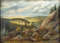 Blick vom Hohnekamm zum Schloß Wernigerode von Ernst Helbig, 1853