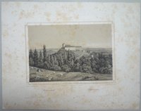 Ballenstedt: Stadt und Schloss von Nordwesten, 1838 (aus: Schroeder "Der Harz" N. F.)