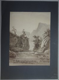 Die Teufelsbrücke im Bodetal von Albert Lompeck, um 1852