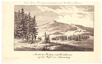 Brocken: Brocken mit Brockenhaus von Südwesten, vor 1805 (Wiederhold: Stammbuchblatt)