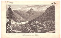 Falkenstein: Burg und Selketal, um 1820 (Wiederhold: Stammbuchblatt)