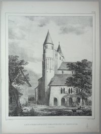 Gernrode: Stiftskirche von Süden, 1841 (aus: Brockhaus "Baukunst des Mittelalters")