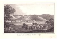 Gernrode: Stadt und Stubenberg von Nordwesten, 1842 (aus: "Thüringen und der Harz")