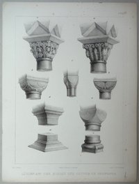 Gernrode: Kapitelle und Postamente aus der Stiftskirche, 1841 (aus: Brockhaus "Baukunst des Mittelalters")