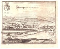 Herrhausen am Harz: Gut und Dorf, 1654 (aus: Merian "Braunschweig")