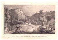 Ilsetal: Ilsestein mit Forsthaus und Mühle im Tal, 1842 (aus: "Thüringen und der Harz")