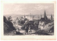Quedlinburg: Stadt von Nordosten, 1838 (aus: Wigand "Wanderung durch den Harz")