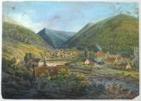 Okertal: Dorf Oker aus der Nähe, 1828 (aus: Schenk "Zwanzig Ansichten")