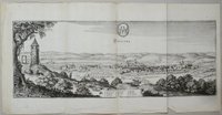 Osterode am Harz: Stadt, Burg von Südwesten, 1654 (aus: Merian "Braunschweig")