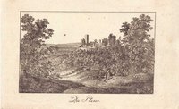 Plesse bei Göttingen: Burg im Leinetal, nach 1804 (Wiederhold: Stammbuchblatt)