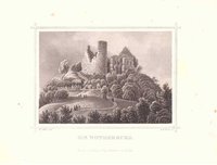 Rothenburg (Kyffhäuserkreis): Ansicht der Burg von Süden, um 1855 (aus: Brückner "Harz-Album")