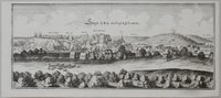 Stiege: Schloß und Ort von Südwesten, 1654 (aus: Merian "Braunschweig")
