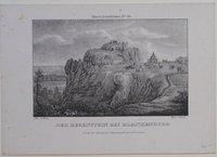 Regenstein: Felsen und Ruine von Südwesten, nach 1828 (aus: Schenk "Harz-Ansichten")