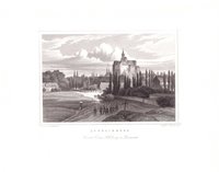 Quedlinburg: Schloßberg, Stadt und Münzenberg von Süden, um 1854 (aus: Lange "Der Harz")