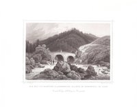 Okertal: Romkerbrücke und Blick zu den Ahrensberger Klippen, 1854 (aus Lange "Der Harz")
