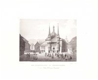 Wernigerode: Marktplatz mit Rathaus von Norden, 1854 (aus: Lange "Der Harz")