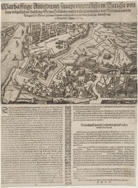 Warhafftige Abbildung/ sampt eigentlichem Bericht/ von dem vergeblichen Anschlag/ So die Holländer under dem Commando des Gubernators von Bergen Ob Soom/ haben vermeint außzurichten gegen das Castel zu Antorff. den 13 Octobris/ Anno 1624.