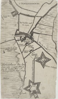 Verzeichnus der Apro=/ chen oder Lauffgräben ge=/ gen der Vüchter Pfort, vor/ Hertzogenbusch, anno 1629