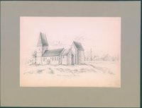 Bleistiftzeichnung - Kirche und Schulhaus zu Osmünde