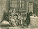 Eine Dame bei der Schuhanprobe, 1. Hälfte 17. Jahrhundert, Merian