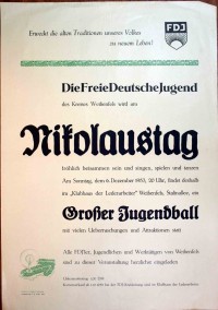 Plakat/Kultur/Propaganda "Nikolaustag ... FDJ", DDR, Weißenfels 1953