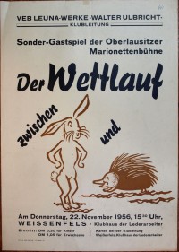 Plakat/Kultur "Der Wettlauf ...", DDR, Weißenfels 1956