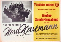 Plakat/Kultur "Tanzorchester Horst Hartmann", DDR, Weißenfels 1953