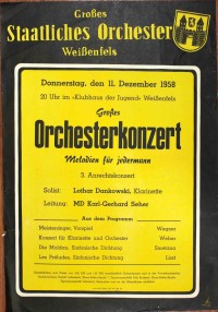 Plakat/Kultur" Großes Orchesterkonzert ...", DDR, Weißenfels 1958