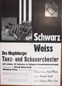 Plakat/Kultur "Tanz- und Schauorchester Schwarz-Weiß",DDR, Weißenfels 1957