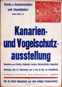 Plakat/Kultur "Kanarien und Vogelschutzausstellung", DDR, Weißenfels 1954