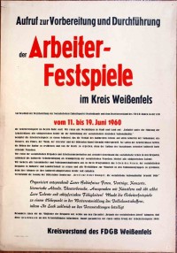 Plakat/Kultur "Aufruf Arbeiterfestspiele", DDR, Weißenfels 1960