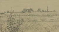 Zeichnung Landschaft bei Wurzen, Hans A. Griepentrog 1941