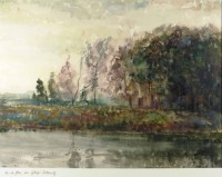 Aquarell Landschaft bei Schloss Pillnitz, Hans A. Griepentrog 1942