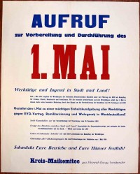 Plakat/Propaganda "Aufruf zur Vorbereitung und Durchführung des 1. Mai", DDR, Weißenfels 1954