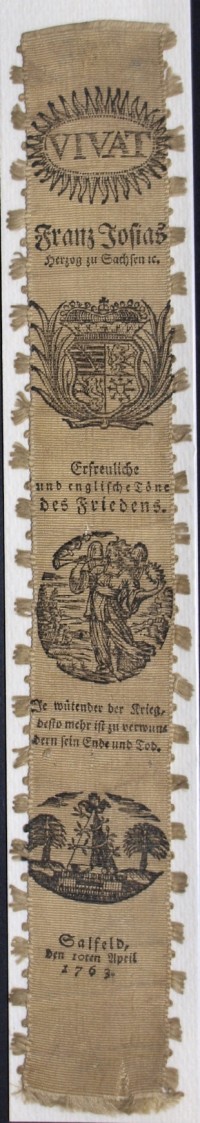 "Vivat Franz Josias Herzog zu Sachsen-Coburg", Salfeld, den 10ten April 1763