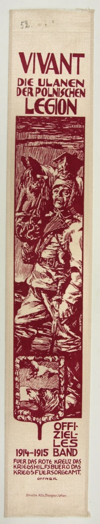 Vivatband "Vivant die Ulanen der polnischen Legion", Österreich, 1. Weltkrieg 1914 / 1915