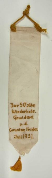 Vivatband " Zur 50 jährigen Wiederkehr.", Juli 1931