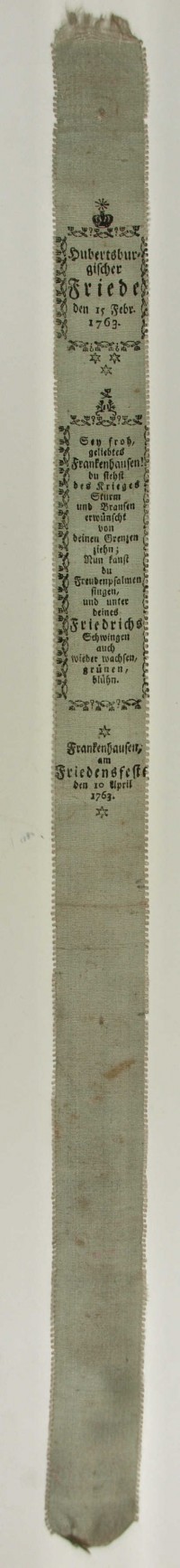 Vivatband "Hubertsburgischer Friede den 15. Febr. 1763"