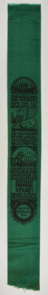 Vivatband "Vivat! Die Stadthalle", Greifswald 7. u. 8. Juni 1913
