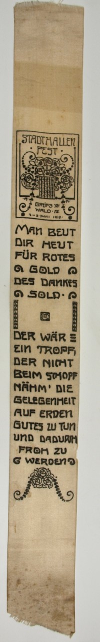 Vivatband "Stadthallenfest", Greifswald 7. u. 8. Juni 1913