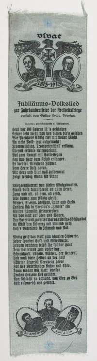 Vivatband - "Jubiläumsvolkslied zur Jahrhundertfeier der Freiheitskriege" , 1913