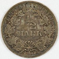 1/2 Mark. 1907, Deutsches Reich (2x)
