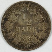 1/2 Mark. 1916, Deutsches Reich (2x)