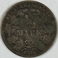 1/2 Mark. 1917, Deutsches Reich (2x)