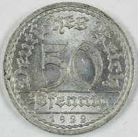 Münze, 50 Pfennig, 1922, Deutsches Reich (29x)