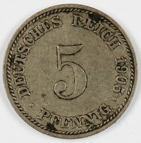 5 Pfennig, 1905, Deutsches Reich (4x)