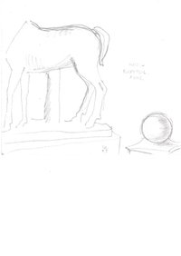 Antikes Pferd mit Steinkugel