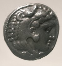 Tetradrachmon, VS: Kopf des Herakles mit Löwenfell; RS: Zeus mit Adler